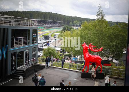 Spa-Francorchamps, Belgien. 30. Juli 2023 Allgemeiner Blick auf das Paddock während der belgischen GP, Spa-Francorchamps 27-30. Juli 2023 Formel-1-Weltmeisterschaft 2023. Kredit: Independent Photo Agency Srl/Alamy Live News Stockfoto