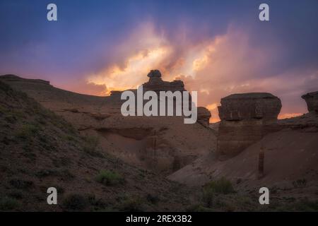 Rock Natural Sphinx aus Tonfelsen im Charyn Canyon National Park in Kasachstan Stockfoto