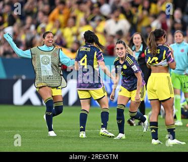 Sydney, Australien. 30. Juli 2023 Kolumbien bereitet während der FIFA Frauen-Weltmeisterschaft 2023, die Deutschland 2-1 besiegt, im Sydney Fußballstadion in Sydney, Australien (Kleber Osorio), eine Aufregung auf. Kredit: Kleber Osorio/Alamy Live News Stockfoto