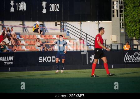 Valencia, Spanien. 29. Juli 2023. Cesar Tarrega Requeni von Valencia CF während der regulären Vorsaison La Liga Santander zwischen Valencia CF und Deportivo Alaves im Antonio Puchades Stadion. Endstand: Valencia CF 2:0 Deportivo Alaves. Kredit: SOPA Images Limited/Alamy Live News Stockfoto