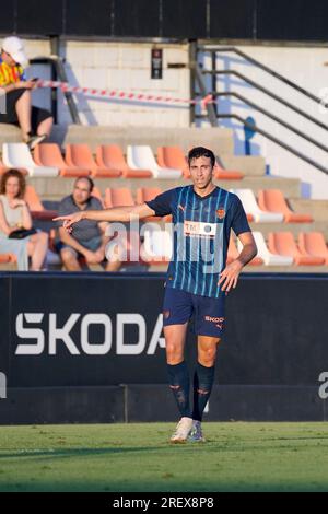 Valencia, Spanien. 29. Juli 2023. Cesar Tarrega Requeni von Valencia CF während der regulären Vorsaison La Liga Santander zwischen Valencia CF und Deportivo Alaves im Antonio Puchades Stadion. Endstand: Valencia CF 2:0 Deportivo Alaves. Kredit: SOPA Images Limited/Alamy Live News Stockfoto