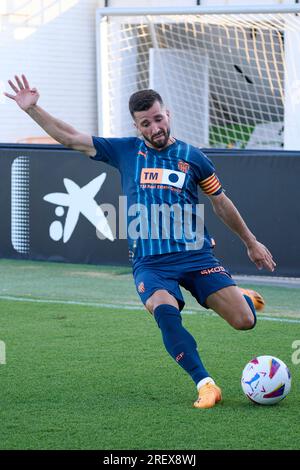 Valencia, Spanien. 29. Juli 2023. Jose Gaya von Valencia CF in Aktion während der regulären Vorsaison La Liga Santander zwischen Valencia CF und Deportivo Alaves im Antonio Puchades Stadion. Endstand: Valencia CF 2:0 Deportivo Alaves. (Foto: German Vidal/SOPA Images/Sipa USA) Guthaben: SIPA USA/Alamy Live News Stockfoto