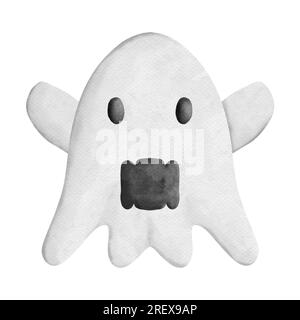 Aquarelle Handzeichnung in Geisterform für Halloween-Design und -Dekoration Stockfoto