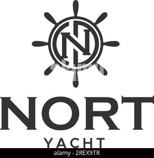 Ursprüngliches Logo mit flachem Buchstaben Mark NORT YACHT Stock Vektor