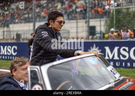 OCON Esteban (Fra), Alpine F1 Team A523, Porträt, Fahrerparade, während der Formel 1 MSC Cruises Belgischer Grand Prix 2023, 12. Runde der Formel 1-Weltmeisterschaft 2023 vom 28. Bis 30. Juli 2023 auf dem Circuit de Spa-Francorchamps in Stavelot, Belgien Stockfoto