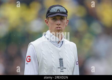 ZAK Crawley of England während des Spiels LV= Insurance Ashes Fifth Test Series Day Four England gegen Australien im Kia Oval, London, Großbritannien, 30. Juli 2023 (Foto von Mark Cosgrove/News Images) in , am 7./30. Juli 2023. (Foto: Mark Cosgrove/News Images/Sipa USA) Stockfoto