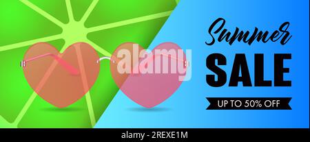 Sommerangebot, bis zu 50 % blaues Bannerdesign Stock Vektor