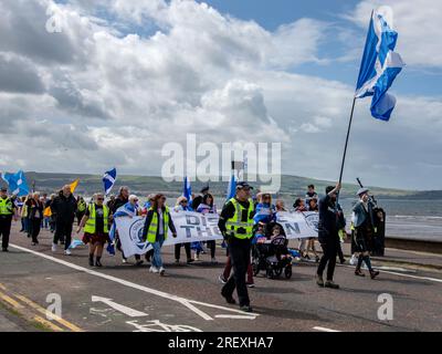Ayr, Schottland, Großbritannien. 29. Juli 2023: A March of Independence in Ayr, Schottland. Stockfoto