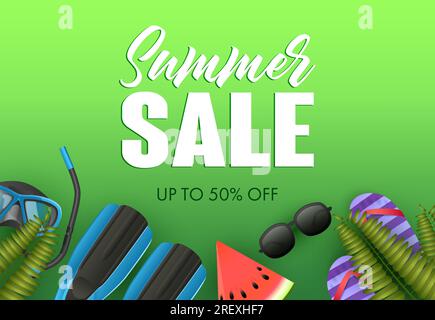 Sommerangebot farbenfrohes Posterdesign. Flippers Stock Vektor