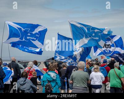 Ayr, Schottland, Großbritannien. 29. Juli 2023: A March of Independence in Ayr, Schottland. Stockfoto