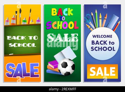 Vertikale Werbebanner für den Back-to-School-Verkauf Stock Vektor