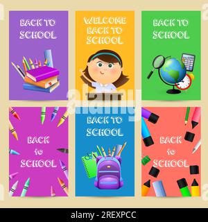 Zurück zur Schule Flyer mit Schülerin Stock Vektor