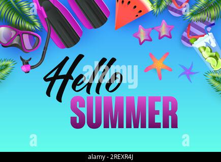 „Hello Summer“-Posterdesign. Seesterne Stock Vektor