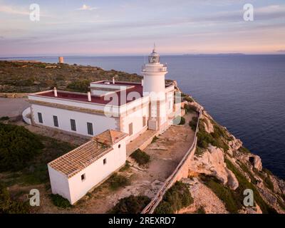 Leuchtturm von Cap Blanc 1862 Erbaut, Llucmajor, Mallorca, Balearen, Spanien, Europa Stockfoto