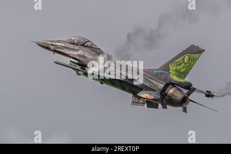 General Dynamics F-16AM Fighting Falcon, 31. Geschwader, Belgische Luftwaffe, kleine Brogel. Ausstellung auf der Royal International Air Tattoo 2023. Stockfoto