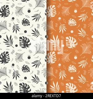 Handgezeichneter, nahtloser Hintergrund mit tropischen Blättern Stock Vektor