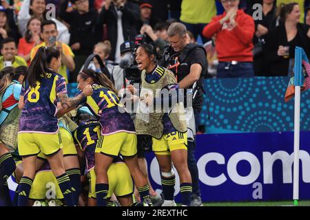 Sydney, Australien. 30. Juli 2023 30. Juli 2023; Sydney Football Stadium, Sydney, NSW, Australien: FIFA Womens World Cup Gruppe H Fußball, Deutschland gegen Kolumbien; kolumbianische Spieler feiern das Siegertor aus einem Vanegas-Header in der Zeit, die am Ende des Spiels hinzugefügt wird. Guthaben: Action Plus Sports Images/Alamy Live News Stockfoto