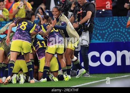 Sydney, Australien. 30. Juli 2023 30. Juli 2023; Sydney Football Stadium, Sydney, NSW, Australien: FIFA Womens World Cup Gruppe H Fußball, Deutschland gegen Kolumbien; kolumbianische Spieler feiern das Siegertor aus einem Vanegas-Header in der Zeit, die am Ende des Spiels hinzugefügt wird. Guthaben: Action Plus Sports Images/Alamy Live News Stockfoto