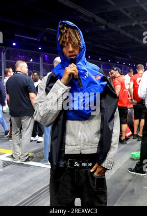 Jaden Smith am zweiten Tag des Hankook London E-Prix 2023 auf dem Excel Circuit, London. Foto: Sonntag, 30. Juli 2023. Stockfoto