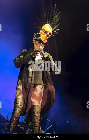 Jamaikanisch-amerikanisches Model, Sängerin und Schauspielerin Grace Beverly Jones OJ, professionell bekannt als Grace Jones, live auf der Bühne im Camp Bestival Dorset. Grace Jones wurde der Orden von Jamaika verliehen, das ist der fünfte der sechs Befehle im jamaikanischen Ehrensystem. Sie wurde mit dem „Voice of a Woman Awards“ für lebenslange Erfolge ausgezeichnet. (Foto: Dawn Fletcher-Park / SOPA Images/Sipa USA) Stockfoto