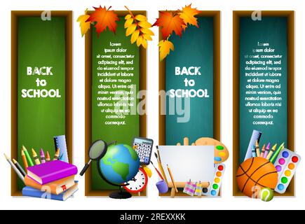 Banner mit Staffelei für den Schulbeginn Stock Vektor