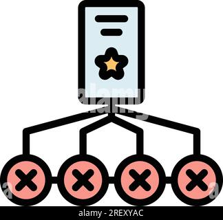 Konturvektor des Symbols für die zwei-Faktor-Authentifizierung. Bestätigungskennwort. Multi-Code-Farbe flach Stock Vektor