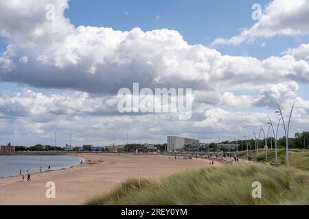 Die Aussicht am Littlehaven Beach in der Küstenstadt South Shields, Großbritannien Stockfoto