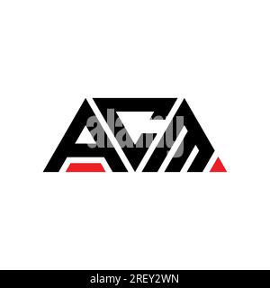 ACM-Logo mit Dreiecksbuchstaben und Dreiecksform. Monogramm mit ACM-Dreieck-Logo. ACM-dreieckige Vektorvorlage mit roter Farbe. ACM Triangul Stock Vektor