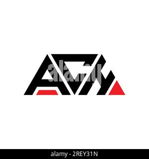 Logo mit Ach-Dreiecksbuchstaben in Dreiecksform. Ach-Dreieck-Logo-Monogramm. Ach-Dreieck-Vektor-Logo-Vorlage mit roter Farbe. Ach Triangul Stock Vektor