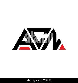 ACN-Logo mit dreieckigem Buchstaben in Dreiecksform. Monogramm mit ACN-Dreieck-Logo. ACN-Dreieck-Vektor-Logo-Vorlage mit roter Farbe. ACN-Triangul Stock Vektor