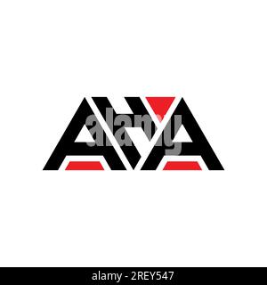 Aha-Logo mit Dreiecksbuchstaben und Dreiecksform. Aha Dreieck Logo Design Monogramm. Aha-Dreieck-Vektor-Logo-Vorlage mit roter Farbe. Aha Triangul Stock Vektor