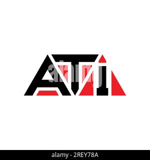 ATI-Logo mit Dreiecksbuchstaben und Dreiecksform. Monogramm mit ATI-Dreieck-Logo. ATI-dreieckige Vektorvorlage mit roter Farbe. ATI Triangul Stock Vektor