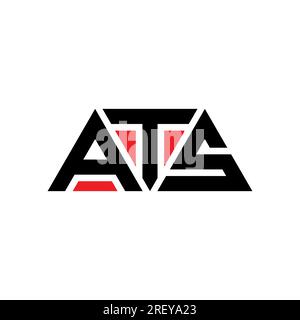 ATS-Logo mit dreieckigem Buchstaben in Dreiecksform. Monogramm mit ATS-Dreieck-Logo. ATS-dreieckige Vektorvorlage mit roter Farbe. ATS Triangul Stock Vektor