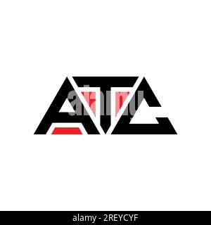 ATC-Logo mit Dreiecksbuchstaben und Dreiecksform. ATC Dreieck Logo Design Monogramm. ATC-Dreieck-Vektor-Logo-Vorlage mit roter Farbe. ATC-Triangul Stock Vektor