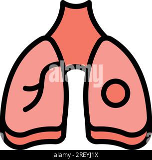 Umrissvektor des MRT-Bildsymbols der Lunge. Röntgengerät. Körperfarbe der Anatomie flach Stock Vektor