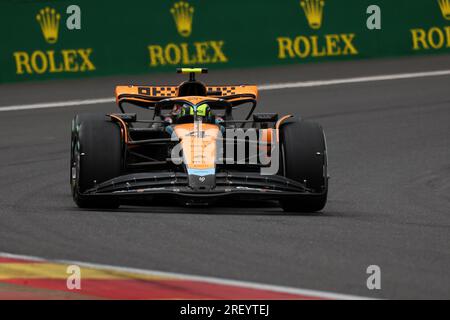 Stavelot, Belgien. 30. Juli 2023. Lando Norris von McLaren auf Kurs während des F1 Grand Prix von Belgien im Spa Francorchamps am 30. Juli 2023 in Stavelot, Belgien. Kredit: Marco Canoniero/Alamy Live News Stockfoto