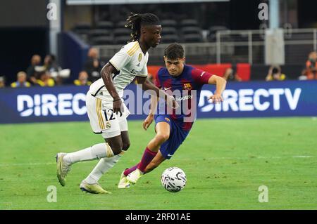 Arlington, Texas, USA: Real Madrids Eduardo Camavinga in Aktion während des Spiels der Fußball-Champions-Tour zwischen Barcelona und Real Madrid, gespielt am Samstag, den 29. Juli 2023 im AT&T Stadium. (Kreditbild: © Javier Vicencio/Eyepix via ZUMA Press Wire) NUR REDAKTIONELLE VERWENDUNG! Nicht für den kommerziellen GEBRAUCH! Stockfoto