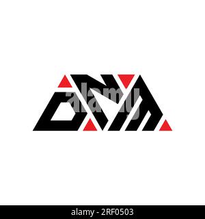 DNM-Logo mit dreieckigem Buchstaben in Dreiecksform. Monogramm mit DNM-Dreieck-Logo. Vorlage für DNM-Dreieck-Vektor-Logo in roter Farbe. DNM Triangul Stock Vektor