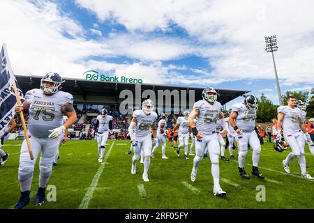 European League of Football, elf/Game : Fehervar Enthroners in der Frankfurter Galaxie am Juli. 30. 2023 , in der PSD Bank Arena , Frankfurt , Deutschland Fehervar Enthroners Stockfoto