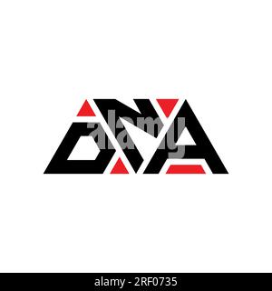 Logo mit DNA-Dreiecksbuchstaben in Dreiecksform. DNA-Dreieck-Logo-Monogramm. DNA-Dreieck-Vektor-Logo-Vorlage mit roter Farbe. DNA-Triangul Stock Vektor