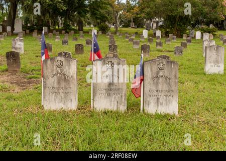 Konföderierten-Soldaten-Sektion, Magnolia-Friedhof, Charleston, South Carolina Stockfoto