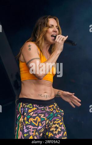 Lulworth, Großbritannien. 30. Juli 2023. Melanie Jayne Chisholm, besser bekannt als Melanie C oder Mel C, tritt live auf der Bühne beim Camp Bestival Family Festival in Lulworth auf. Kredit: SOPA Images Limited/Alamy Live News Stockfoto