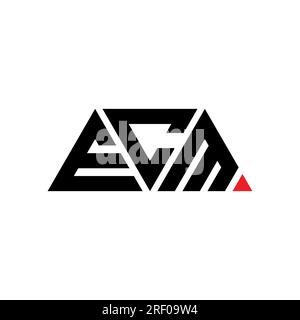 ECM-Logo mit Dreiecksbuchstaben und Dreiecksform. Designmonogramm mit ECM-Dreieck-Logo. ECM-Dreieck-Vektor-Logo-Vorlage mit roter Farbe. ECM Triangul Stock Vektor