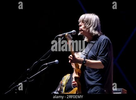 29. Juli 2023, Pomigliano D'Arco, Kampanien / Neapel, Italien: Der legendäre Jazz- und zeitgenössische Gitarrist Mike Stern und seine Bandgäste des Pomigliano Jazz Festivals im Giovanni Paolo II Public Park in Pomigliano d'Arco. (Kreditbild: © Giovanni Esposito/Pacific Press via ZUMA Press Wire) NUR REDAKTIONELLE VERWENDUNG! Nicht für den kommerziellen GEBRAUCH! Stockfoto