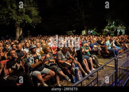 29. Juli 2023, Pomigliano D'Arco, Kampanien / Neapel, Italien: Der legendäre Jazz- und zeitgenössische Gitarrist Mike Stern und seine Bandgäste des Pomigliano Jazz Festivals im Giovanni Paolo II Public Park in Pomigliano d'Arco. (Kreditbild: © Giovanni Esposito/Pacific Press via ZUMA Press Wire) NUR REDAKTIONELLE VERWENDUNG! Nicht für den kommerziellen GEBRAUCH! Stockfoto