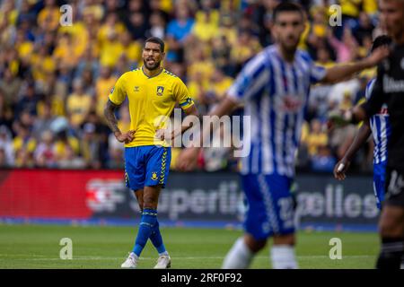 Broendby, Dänemark. 30. Juli 2023. Ohi Omoijuanfo (9) von Broendby, WENN während des 3F. Superliga-Spiels zwischen Broendby IF und Odense BK im Broendby Stadion in Broendby gesehen. (Foto: Gonzales Photo/Alamy Live News Stockfoto