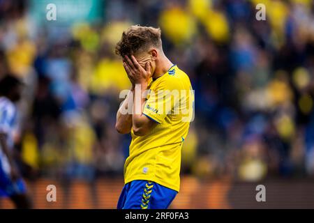 Broendby, Dänemark. 30. Juli 2023. Mathias Kvistgaarden (36) aus Broendby, GESEHEN während des 3F. Superliga-Spiels zwischen Broendby IF und Odense BK im Broendby Stadion in Broendby. (Foto: Gonzales Photo/Alamy Live News Stockfoto