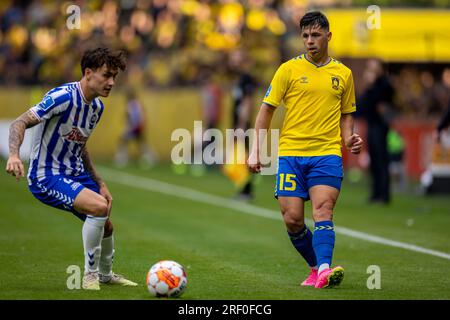 Broendby, Dänemark. 30. Juli 2023. Blas Riveros (15) von Broendby, WENN während des 3F stattfindenden Superliga-Spiels zwischen Broendby IF und Odense BK im Broendby Stadion in Broendby gesehen. (Foto: Gonzales Photo/Alamy Live News Stockfoto