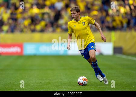 Broendby, Dänemark. 30. Juli 2023. Nicolai Vallys (7) von Broendby, WENN während des 3F. Superliga-Spiels zwischen Broendby IF und Odense BK im Broendby Stadion in Broendby gesehen. (Foto: Gonzales Photo/Alamy Live News Stockfoto