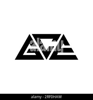 GCE-Logo mit dreieckigem Buchstaben in Dreiecksform. Monogramm mit dem GCE-Dreieck-Logo. Vorlage für GCE-Dreieck-Vektor-Logo in roter Farbe. GCE Triangul Stock Vektor